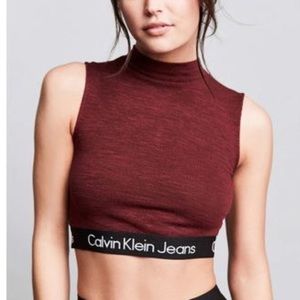 ✨FREE ADD ON✨ Calvin Klein Mock-Neck Cropped Top